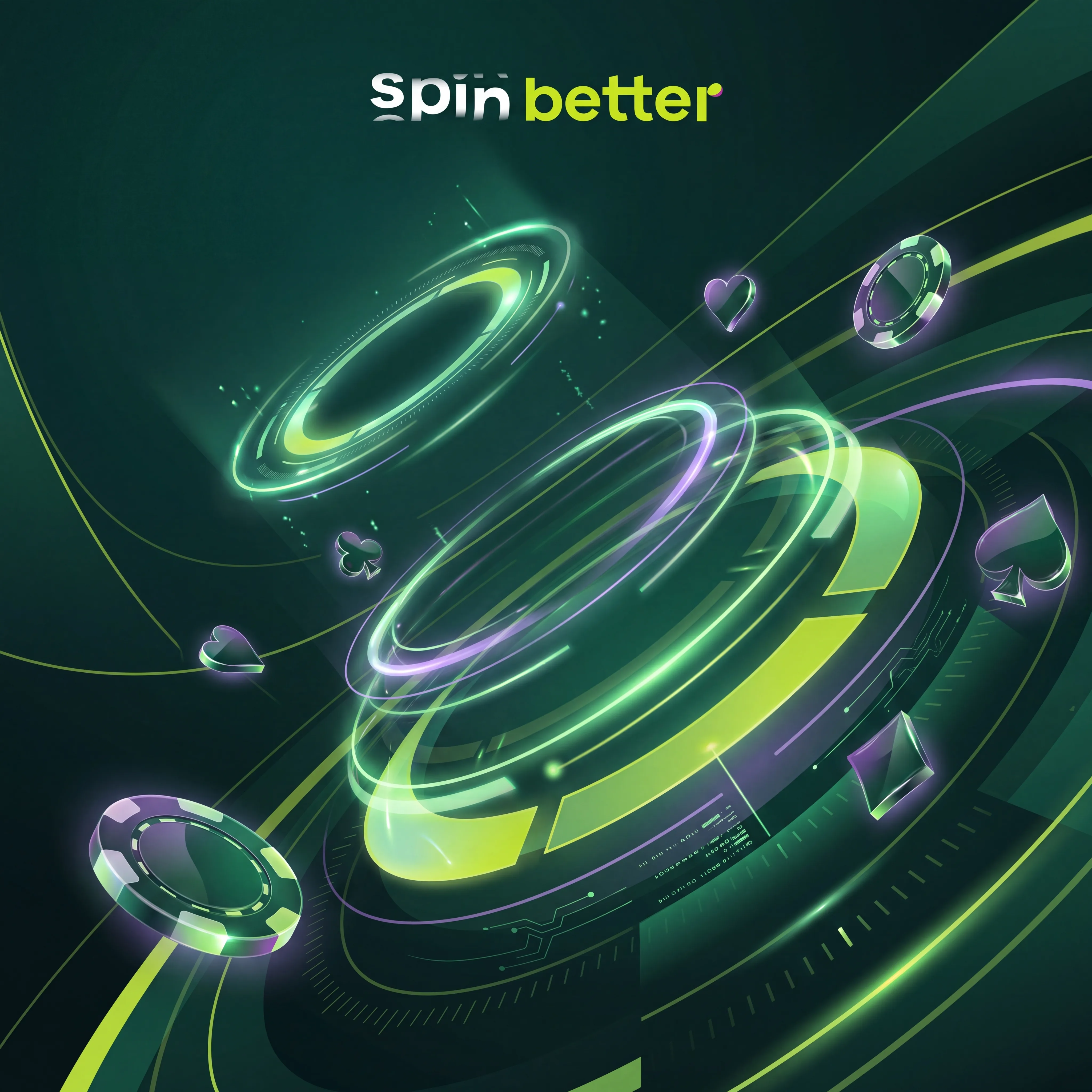 Leuchtende Casino-Jetons im SpinBetter-Design